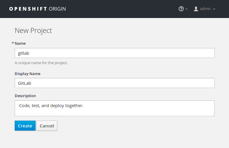 Create a new project from the UI