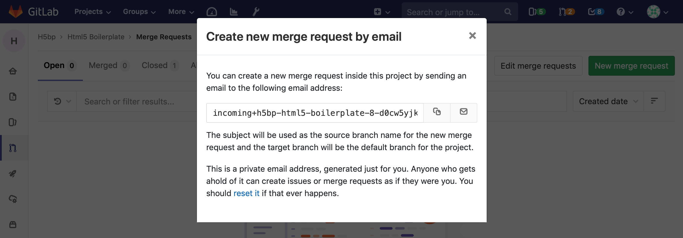 Create new merge requests by email
