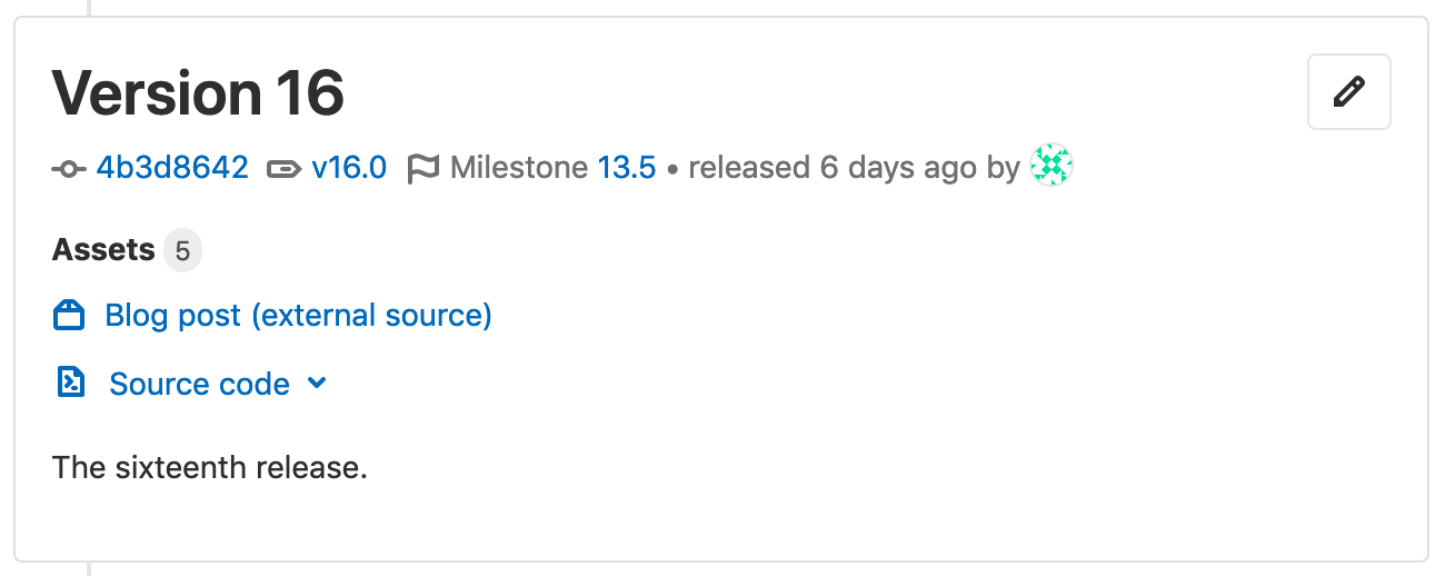 A Release with one associated milestone