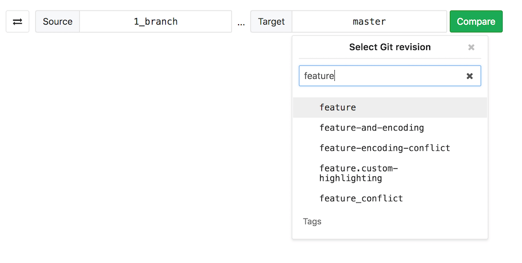 Branch filter search box