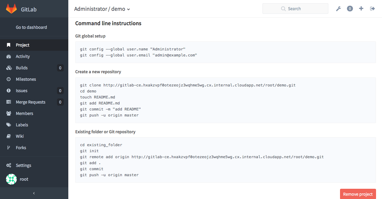GitLab - Empty Project - Basic Instructions