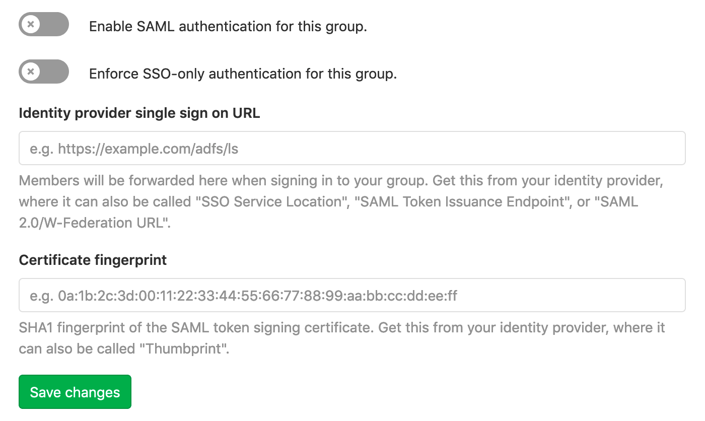 Group SAML Settings for GitLab.com
