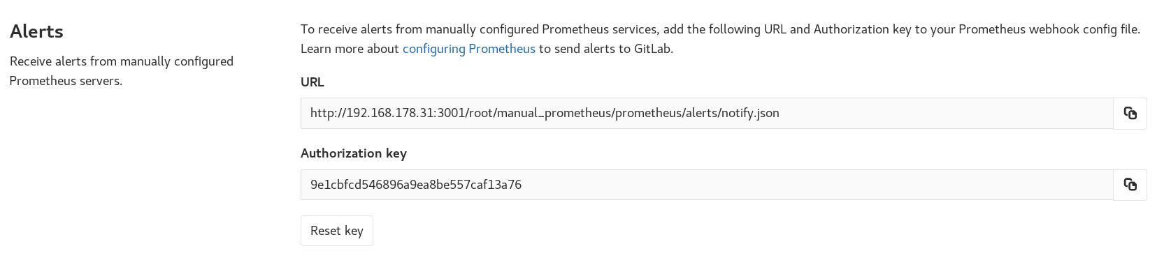 Prometheus service configuration of Alerts