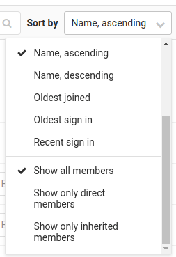 Project members filter